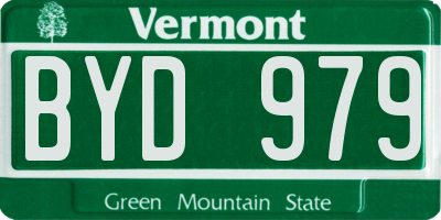 VT license plate BYD979