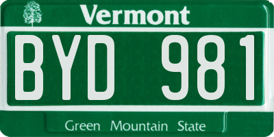 VT license plate BYD981