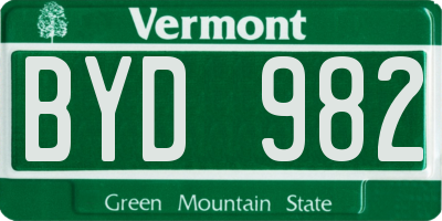 VT license plate BYD982