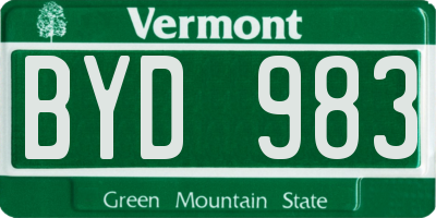 VT license plate BYD983