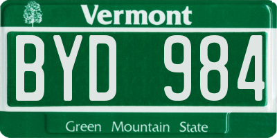 VT license plate BYD984