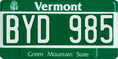 VT license plate BYD985