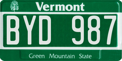 VT license plate BYD987