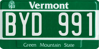 VT license plate BYD991