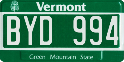 VT license plate BYD994