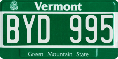 VT license plate BYD995