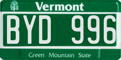 VT license plate BYD996