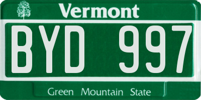 VT license plate BYD997
