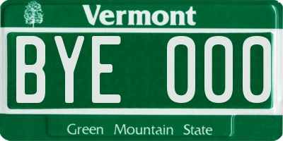 VT license plate BYE000