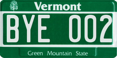 VT license plate BYE002