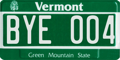 VT license plate BYE004