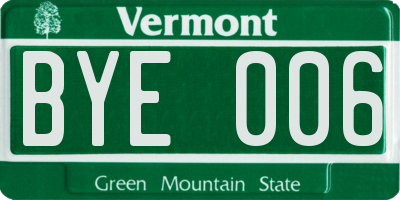 VT license plate BYE006