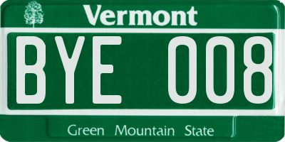 VT license plate BYE008