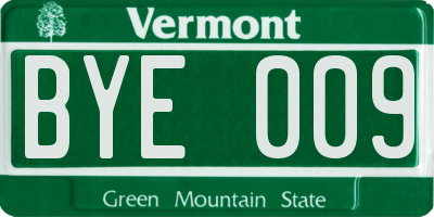 VT license plate BYE009