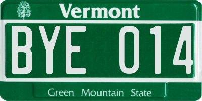 VT license plate BYE014
