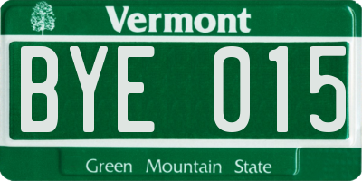 VT license plate BYE015