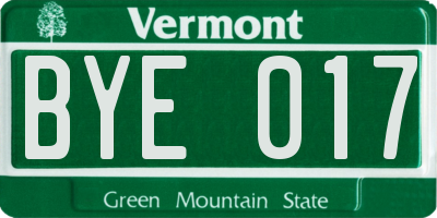 VT license plate BYE017