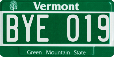 VT license plate BYE019