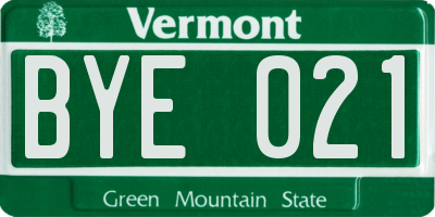 VT license plate BYE021
