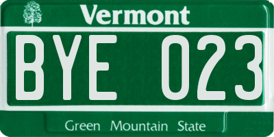 VT license plate BYE023