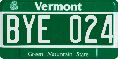 VT license plate BYE024