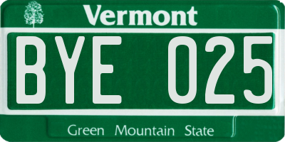 VT license plate BYE025