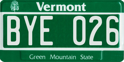 VT license plate BYE026
