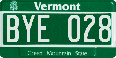 VT license plate BYE028