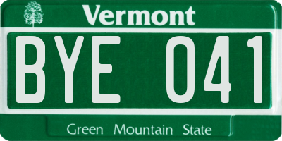 VT license plate BYE041