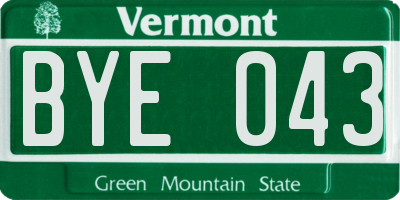 VT license plate BYE043