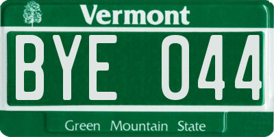VT license plate BYE044