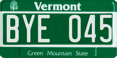 VT license plate BYE045