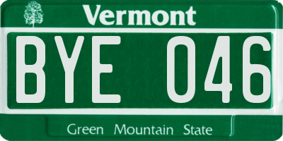 VT license plate BYE046