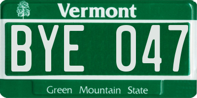 VT license plate BYE047