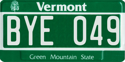 VT license plate BYE049