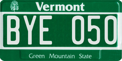 VT license plate BYE050