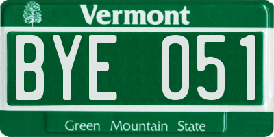 VT license plate BYE051