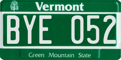 VT license plate BYE052