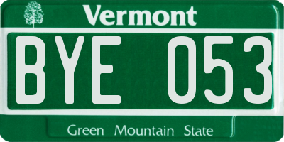 VT license plate BYE053