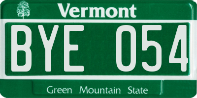 VT license plate BYE054