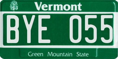 VT license plate BYE055