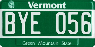 VT license plate BYE056