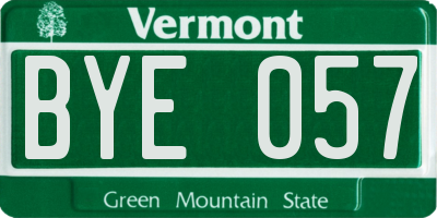 VT license plate BYE057