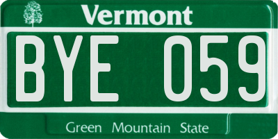 VT license plate BYE059