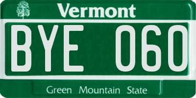 VT license plate BYE060