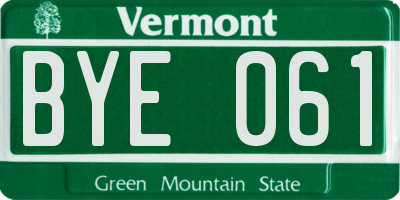 VT license plate BYE061