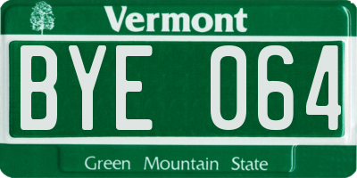 VT license plate BYE064
