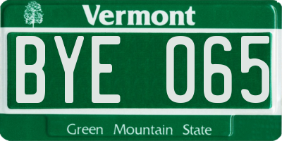 VT license plate BYE065