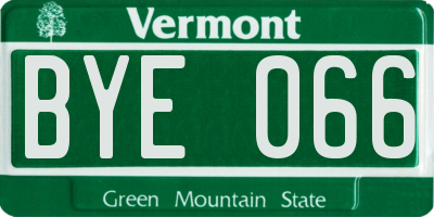 VT license plate BYE066