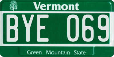 VT license plate BYE069